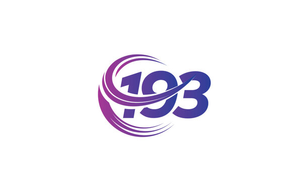 193 Number Logo Design with Purple Gradient Swirl Circle
