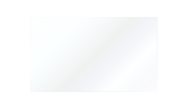 Realistic transparent glossy glass panel with light glare and reflective surface. Clear shiny plastic sheet overlay for product mockup, poster, flyer, and design. PNG