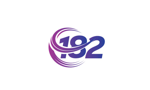 182 Number Logo Design with Purple Gradient Swirl Circle