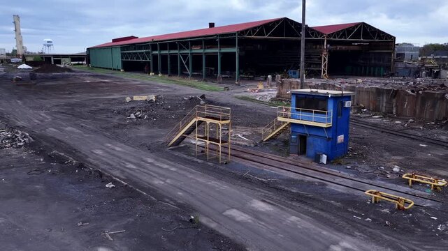 Aerial of Demolition and Toxic Cleanup at Steel Mill in Georgetown South Carolina