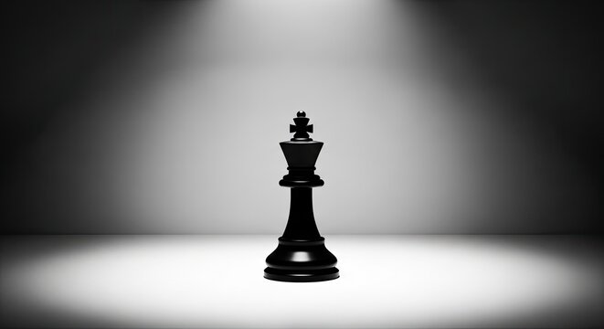 Black Chess King, Dramatic Lighting, Minimalism Concept