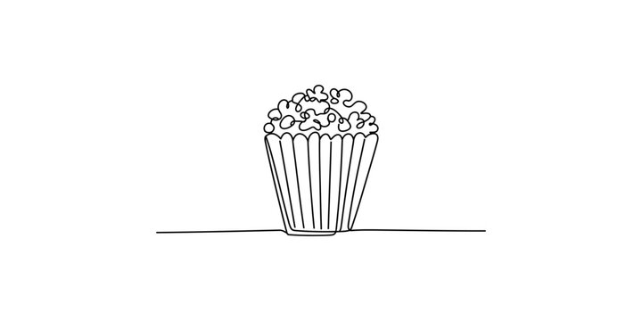 Simple line drawing of a container overflowing with fluffy popcorn