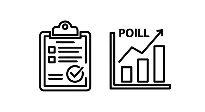 Checklist on clipboard and bar chart with upward trend graph with line art with success metric with financial analysis with business analysis with data icon
