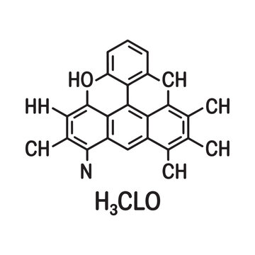 Chemical structure of harman with a hydrochloric acid molecule nearby