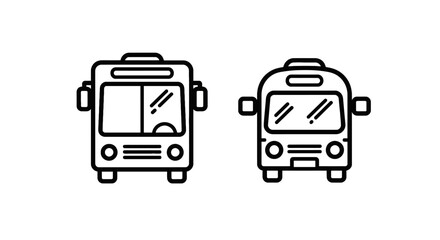 Fototapeta premium Front view of two different bus vehicle icons