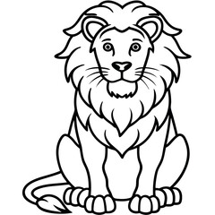 Fototapeta premium A lion stand proudly-and-a crown on head line-art 
