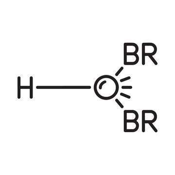 Structural formula of hydrogen tribromide showing bonds and atoms