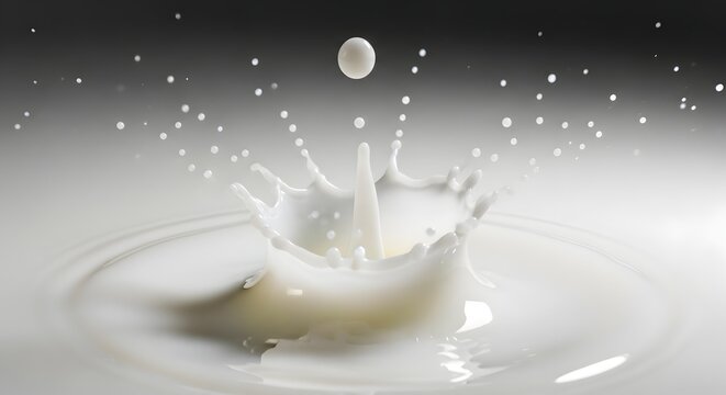 Percikan susu, tetesan cairan putih, crown splash, riak susu, efek tetesan air.