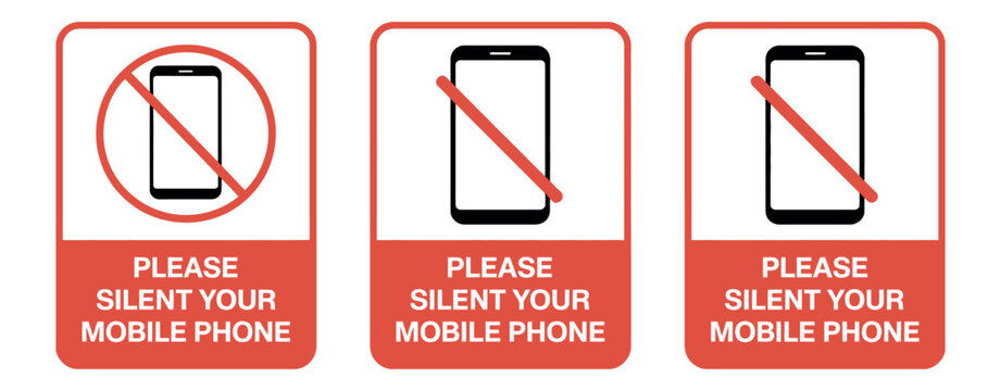 No mobile phone warning sign icons with prohibited smartphone symbol for silent mode and restricted areas vector illustration