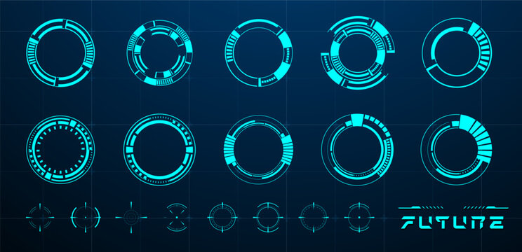 Set circle technology or round futuristic. Vector editable