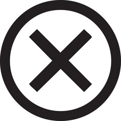 Obraz premium Black, circular, reject, cancel, cross icon, vector symbol, graphic element