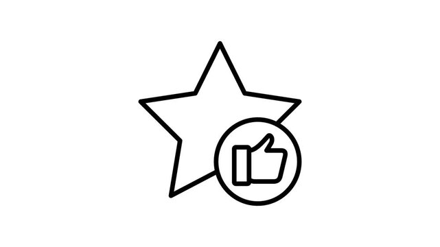 Star rating icon animation video footage for review, feedback, thumbs up, satisfaction, experience, like, testimonial, service, best quality, good comment, positive response