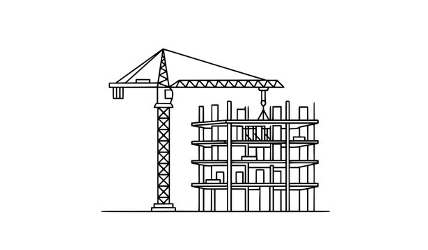 Construction site crane line icon vector outline illustration