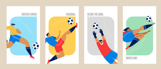  Abstract soccer player figures for World Championship 2026. Football competition vertical sport posters and flyers design collection.