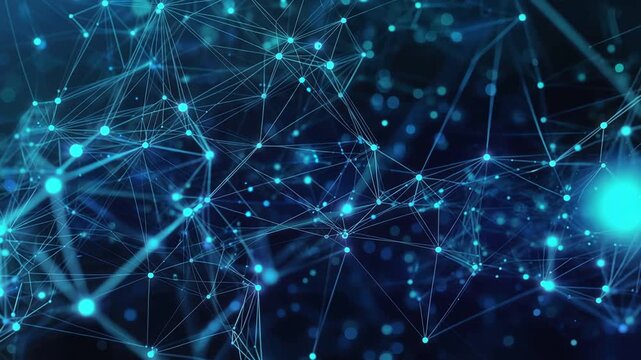 Abstract digital network connecting points and lines in blue