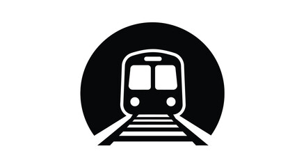 Subway train emerging from a dark tunnel bold graphic silhouette © IMkM00i76