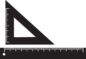 Set square ruler, triangle ruler, drafting tool, geometry instrument, black and white