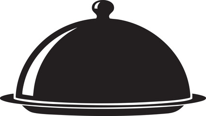 Black cloche, food cover, serving dish, restaurant icon