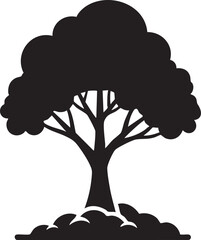 Tree Silhouette, Black Tree Icon, Vector Tree Illustration, Landscape Element