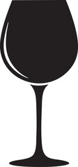 Black wine glass icon, wine glass silhouette, vector glassware, stemmed drinkware