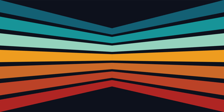 Retrofuturism poster design in trendy retro line style. Modern art poster retro vintage style 70s stripes background template lines shapes vector design