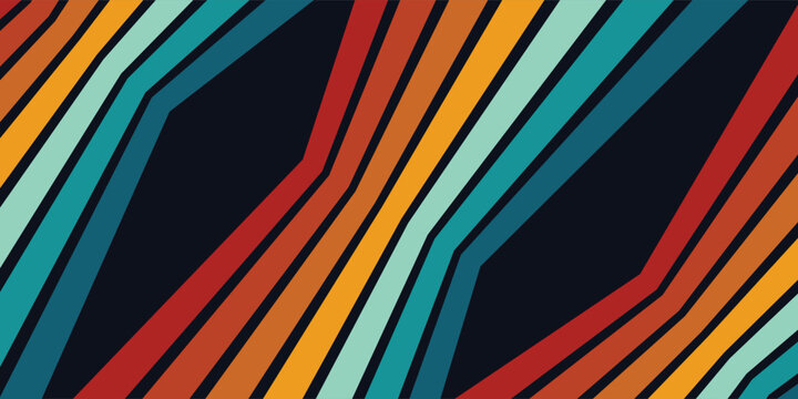 Retrofuturism poster design in trendy retro line style. Modern art poster retro vintage style 70s stripes background template lines shapes vector design