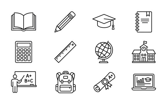 Minimal Line Education Icons Set