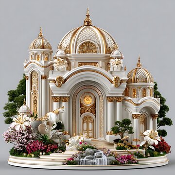 Elegant baroque architectural palace design with gold accents artistic high resolution picture