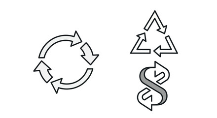Fototapeta premium Recycling and Sustainability Symbols Set: Circular and Triangular Arrows