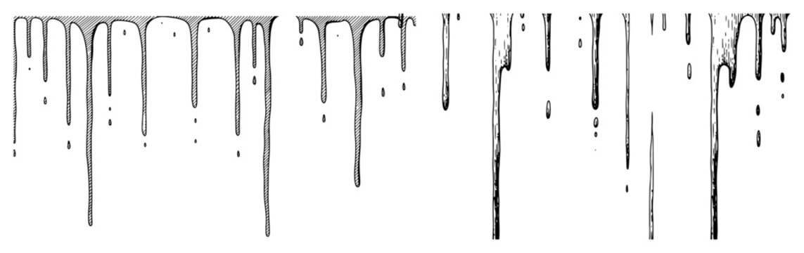 Hand drawn black ink dripping from top edge in grunge sketch style