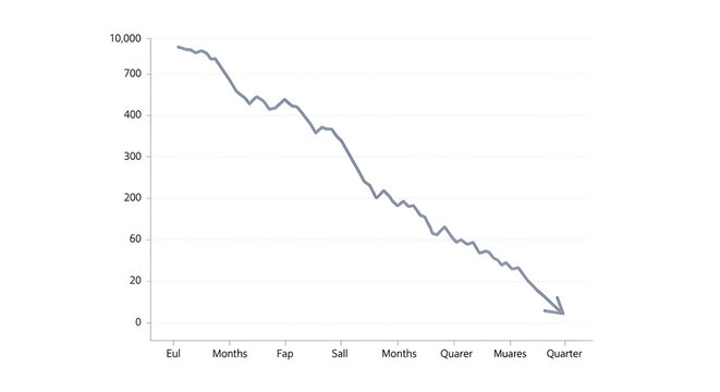 The graph shows a declining trend over months on a downward slope