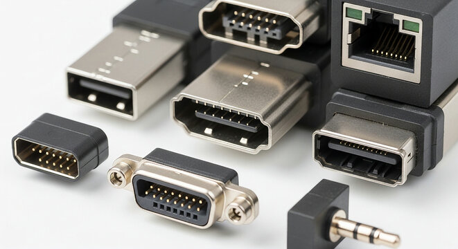 Various computer ports and connectors.