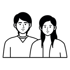 Obraz premium A romantic couple's face line art vector