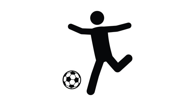 A dynamic black silhouette of a person kicking a soccer ball demonstrating athletic movement silhouette high quality professional