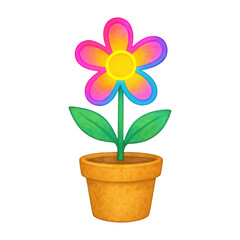 Obraz premium PNG Colorful flower in clay pot.