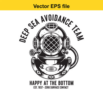 Deep sea avoidance team vintage logo with helmet