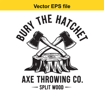 Bury the hatchet axe throwing company logo