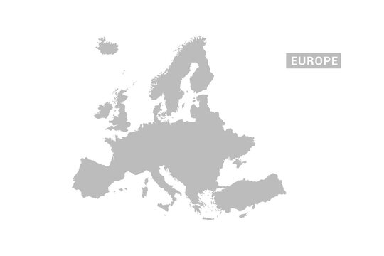 Europe map - Minimal Flat Vector Illustration in Black and Gray, Isolated on White Background, Ideal for Infographics, Educational Use, Reports, and Presentations.