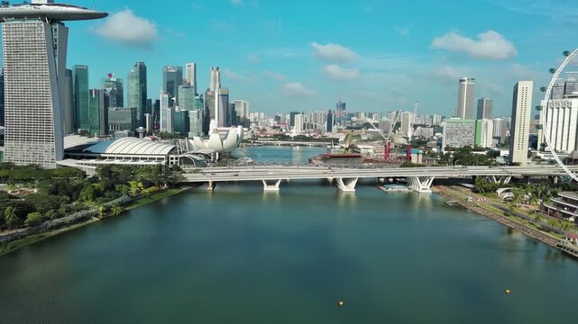 Singapore: Aerial view of famous island country and city-state - landscape panorama of Southeast Asia from above
