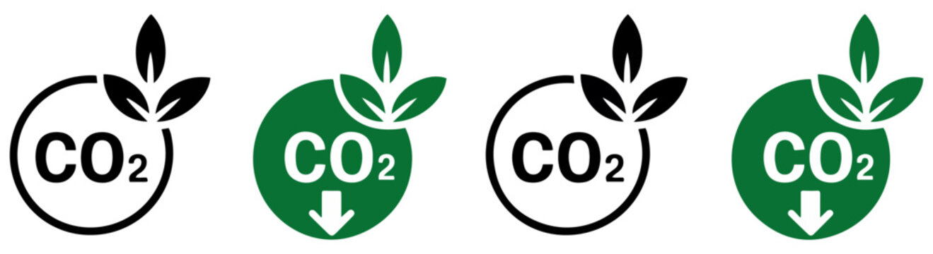 co2 reduction sustainability eco icons vector set
