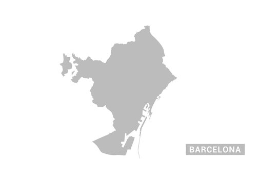 Barcelona map - Minimal Flat Vector Illustration in Black and Gray, Isolated on White Background, Ideal for Infographics, Educational Use, Reports, and Presentations.