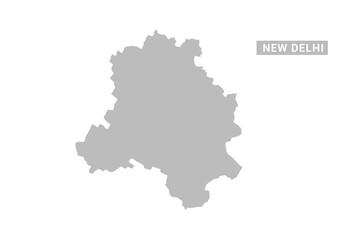 Obraz premium NEW Delhi map - Minimal Flat Vector Illustration in Black and Gray, Isolated on White Background, Ideal for Infographics, Educational Use, Reports, and Presentations.