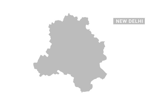 NEW Delhi map - Minimal Flat Vector Illustration in Black and Gray, Isolated on White Background, Ideal for Infographics, Educational Use, Reports, and Presentations.