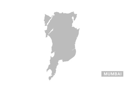 Mumbai map - Minimal Flat Vector Illustration in Black and Gray, Isolated on White Background, Ideal for Infographics, Educational Use, Reports, and Presentations.