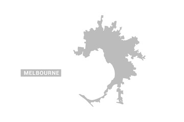 Obraz premium Melbourne map - Minimal Flat Vector Illustration in Black and Gray, Isolated on White Background, Ideal for Infographics, Educational Use, Reports, and Presentations.