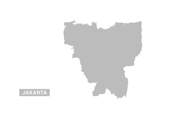 Fototapeta premium Jakarta map - Minimal Flat Vector Illustration in Black and Gray, Isolated on White Background, Ideal for Infographics, Educational Use, Reports, and Presentations.