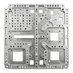 Fototapeta premium Components Hardware Space Metal Plate with Precision Machined Cutouts