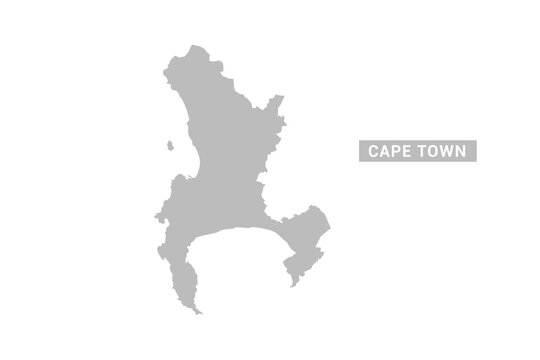 Cape Town map - Minimal Flat Vector Illustration in Black and Gray, Isolated on White Background, Ideal for Infographics, Educational Use, Reports, and Presentations.