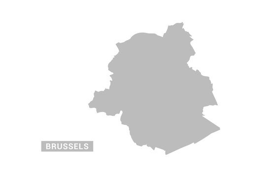 Brussels map - Minimal Flat Vector Illustration in Black and Gray, Isolated on White Background, Ideal for Infographics, Educational Use, Reports, and Presentations.