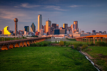 Dallas, Texas, USA. Cityscape image of skyline Dallas, Texas at spring sunset. © rudi1976